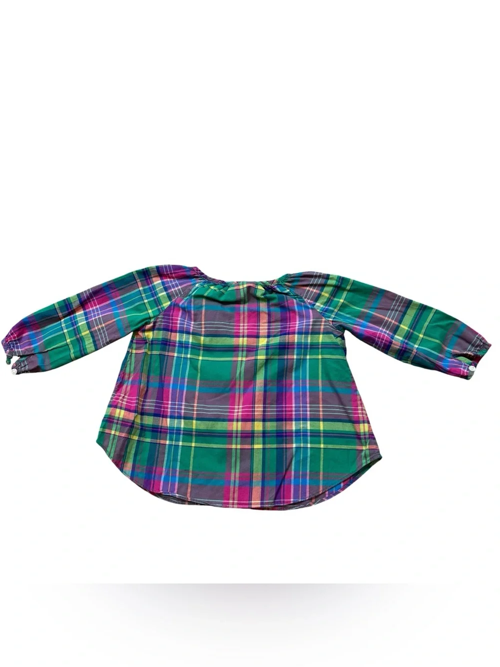 Ralph Lauren Pink and Green Plaid Button Down Blouse Size 9 Months